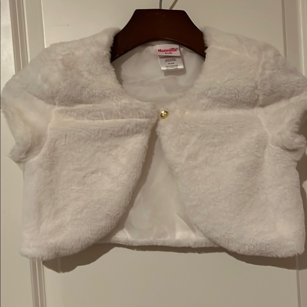 White Faux Fur Bolero Jacket
